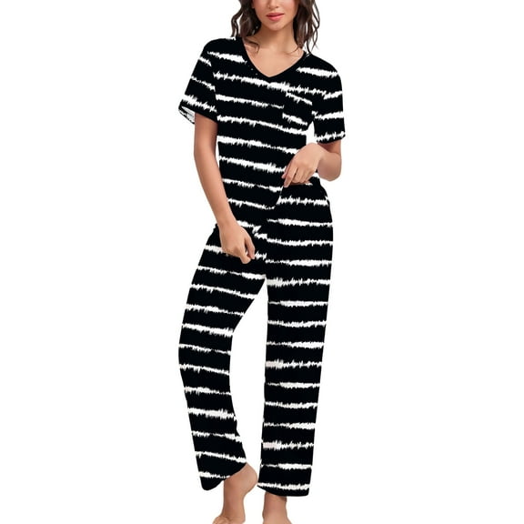 PinkBeautiM Women's Pajama Sets 2 Piece Short Sleeve Shirts and Long Pants Pjs Sleepwear