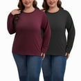 thumbnail image 1 of PinkBeautiM Womens Plus Size Tops Long Sleeve Shirts Crew Neck Casual Soft Blouse3 Pack, 1 of 6