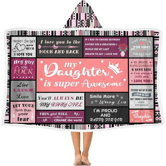 PinkDughter Pattern Hooded Blanket 47"x70" for PinkDughter Lover
