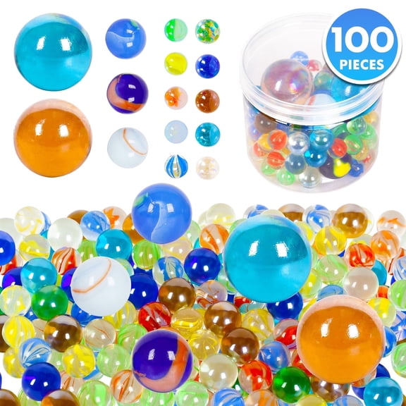 PinkSheep 100Pcs Bulk Assorted Colors Cat Eyes Glass Marbles for Aquarium Decor Games Party Vase