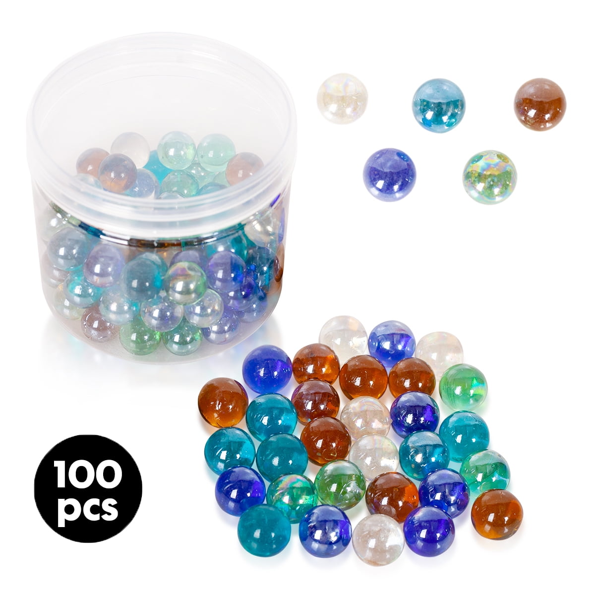 PinkSheep 100Pcs DIY Bulk Assorted Garden Glass Marbles for Crafts
