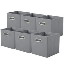 PinkSheep Collapsible Fabric Cube Storage Bins, 11" Storage Cubes Basket Organizer Bins with Handles for Closet, Gray, 6 Pack