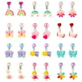 thumbnail image 1 of PinkSheep 12 Pairs Clip On Earrings for Girls, Kids Unicorns Flowers Rainbow  Butterflies Dangle Earrings Set Dress up Jewelries for Child, 1 of 8