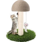 PinkSheep 15" Mushroom Cat Scratching Post, Sisal Cat Tree Claw Scratcher Poles for Small Cats, Brown