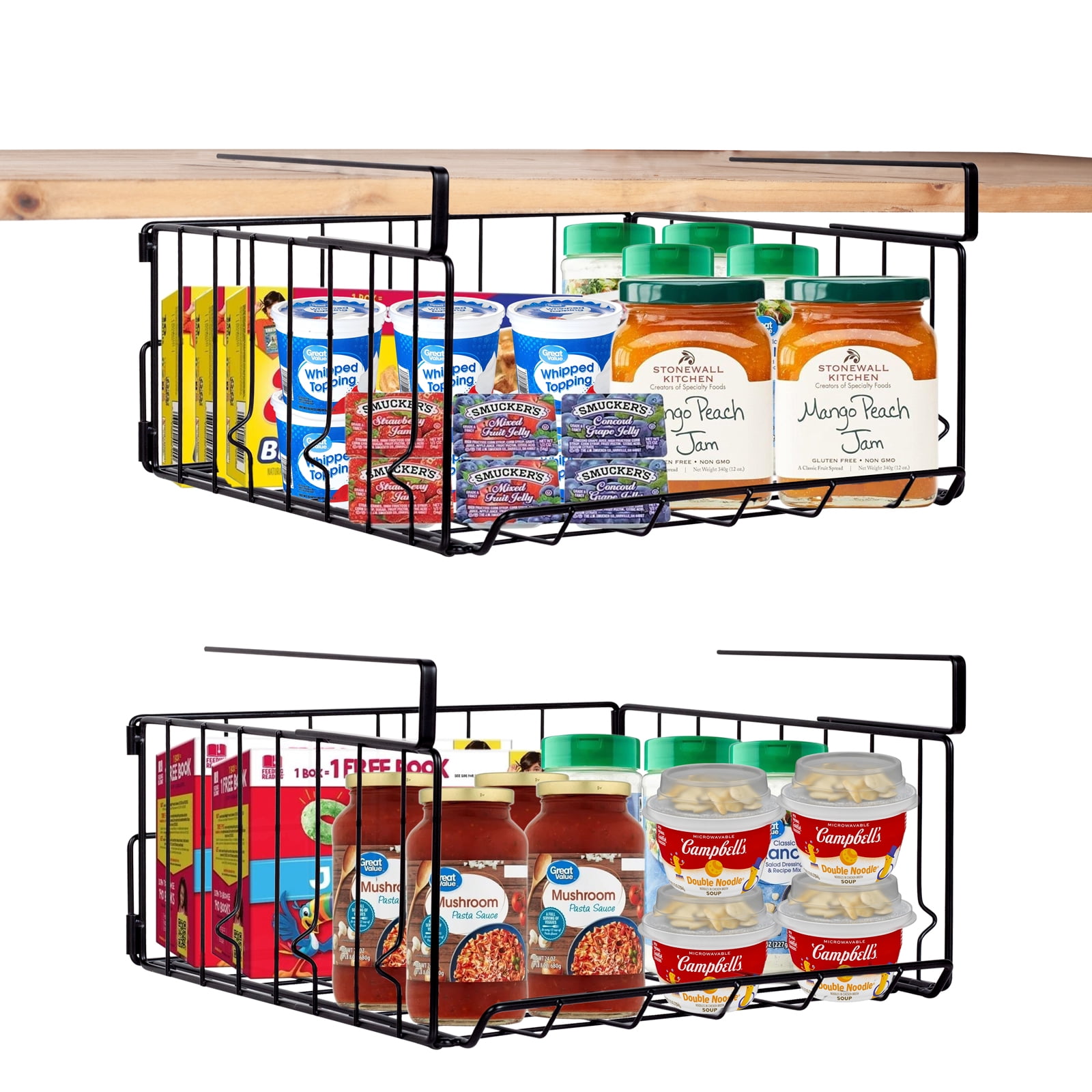 PinkSheep 2 Pack Under Shelf Basket, Storage Hanging Baskets