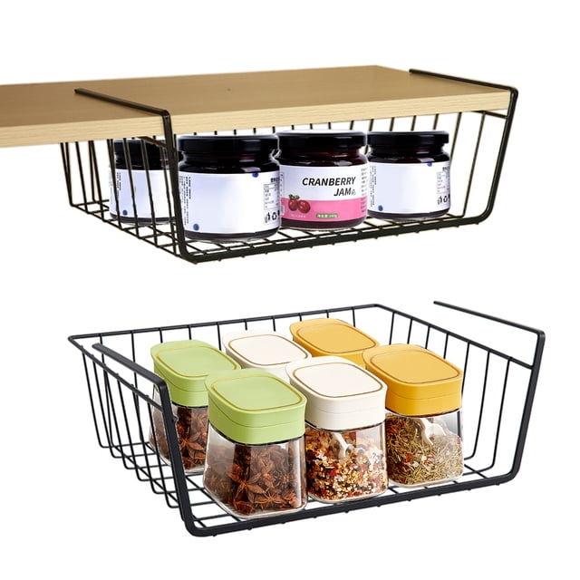 Under Racking Storage PinkSheep 2 Pack Under Shelf Basket, Black Wire Rack Shelves for ...