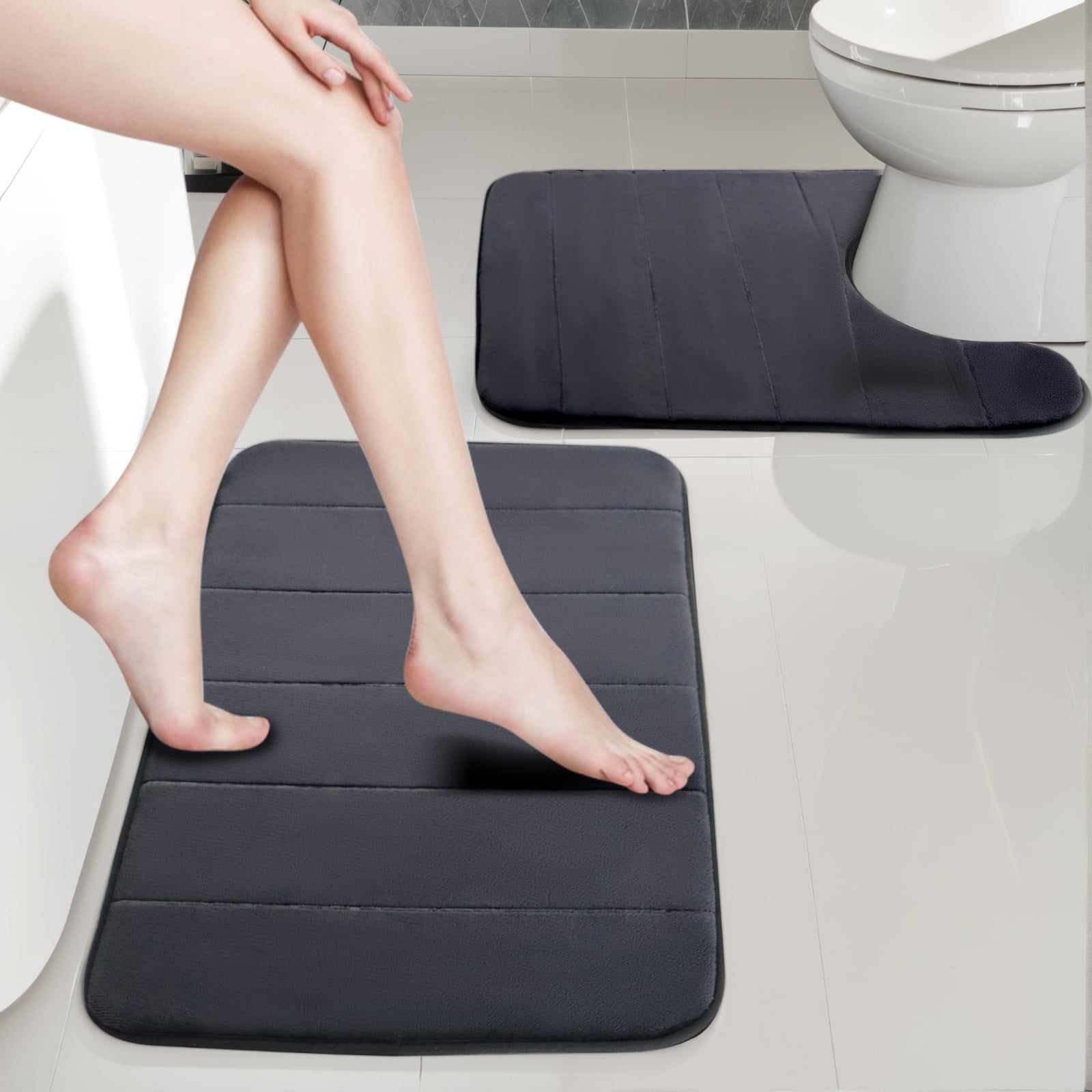 PinkSheep 2 Piece Memory Foam Bath Rug Set Non-Slip Bathroom Rugs U ...