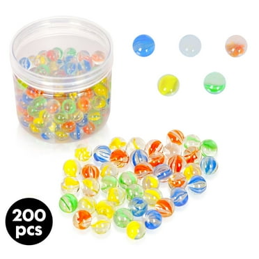 PinkSheep 200Pcs Bulk Assorted Colors Cat Eyes Glass Marbles for Aquarium Decor Games Party Vase