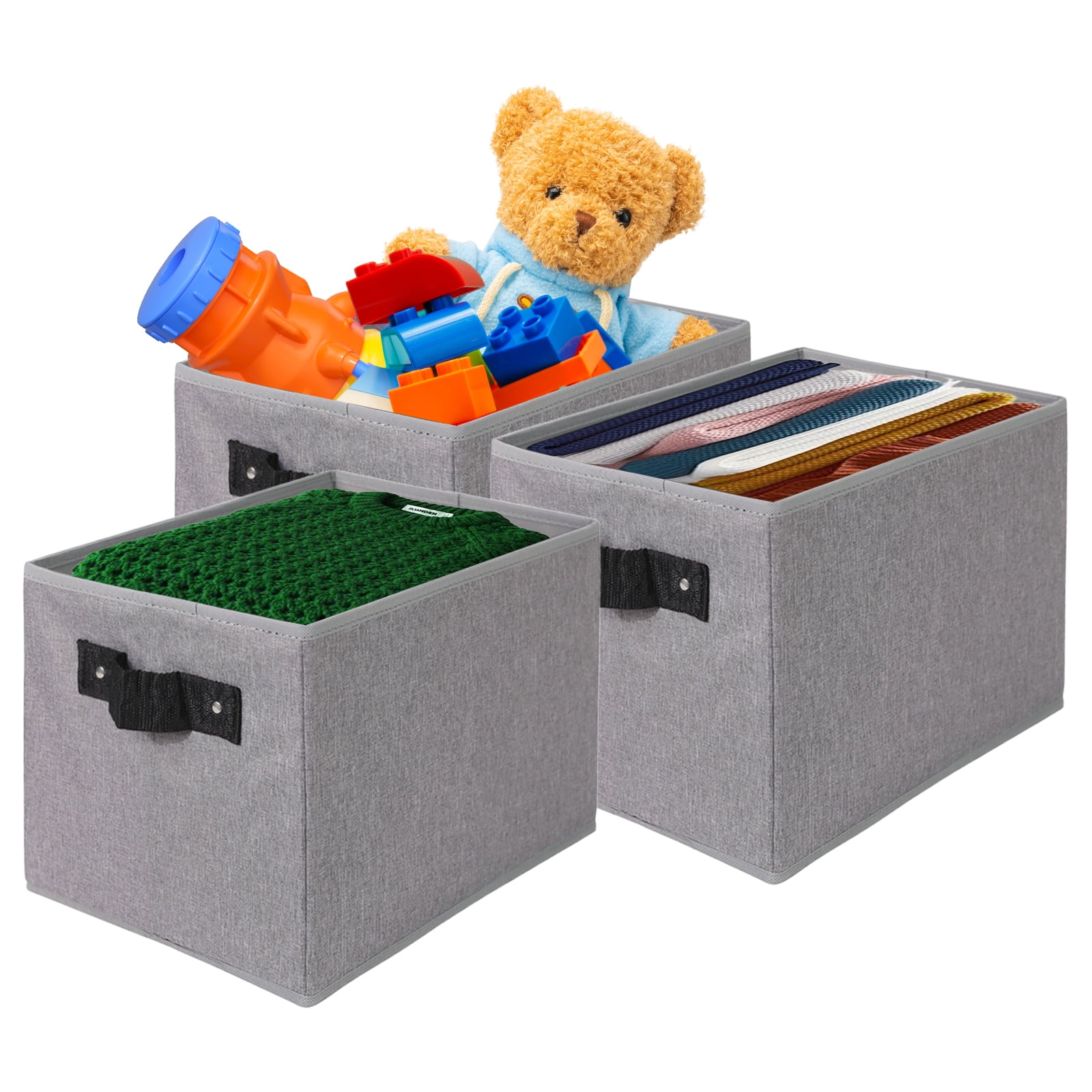 PinkSheep 3 Pack Collapsible Fabric Cube Storage Bins, Foldable Cloth