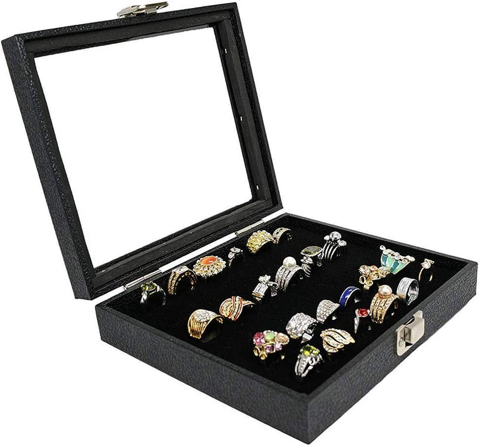 PinkSheep 36 Slots Ring Organizer Box with Transparent Lid, Ring Case