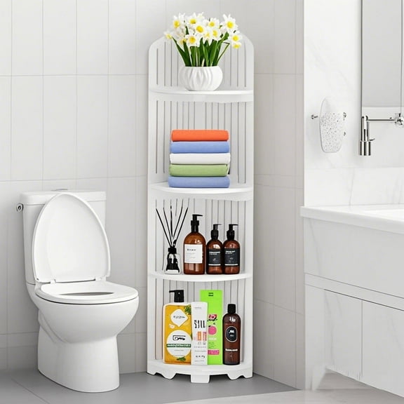 PinkSheep 4 Tier Corner Shelf Stand, Freestanding Bathroom Storage Shelves Shower Rack Bookshelf for Small Space Counter
