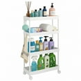 thumbnail image 1 of Pinksheep Slim Rolling Storage Cart, 4Tier Bathroom Organizer Utility Carts Shelving Unit with Wheels for Kitchen, White, 1 of 6