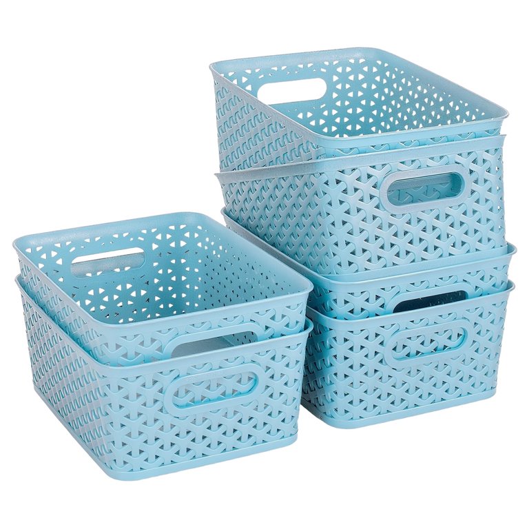 Plastic Storage Baskets 6 Pack, Small Pantry Baskets For Organizing, Woven Basket Organizer Basket Bins For Shelves, Organizer And Storage For Bathroom, Bedrooms, Kitchens