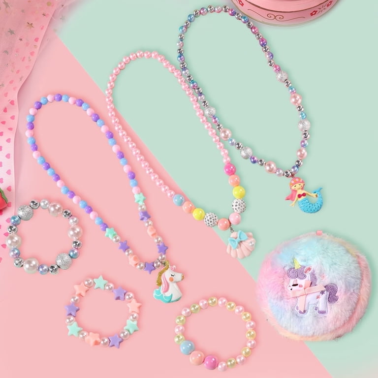 PinkSheep Unicorn Themed Kids Jewelry Set - Necklace, Bracelet for
