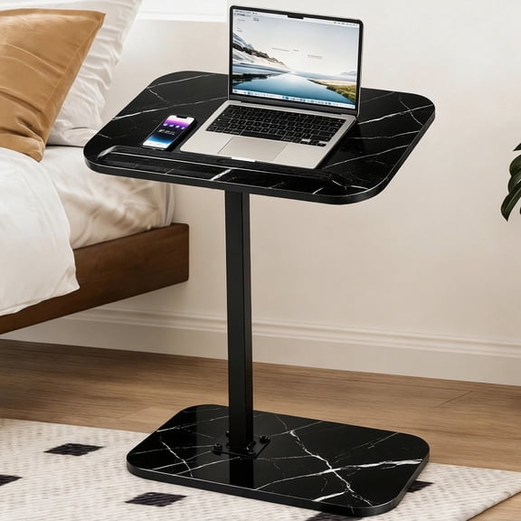 PinkSheep Small Side Table End Table Accent Table Tray Table Mini Table Little Table for Living Room Small Spaces, Black, Height Adjustable