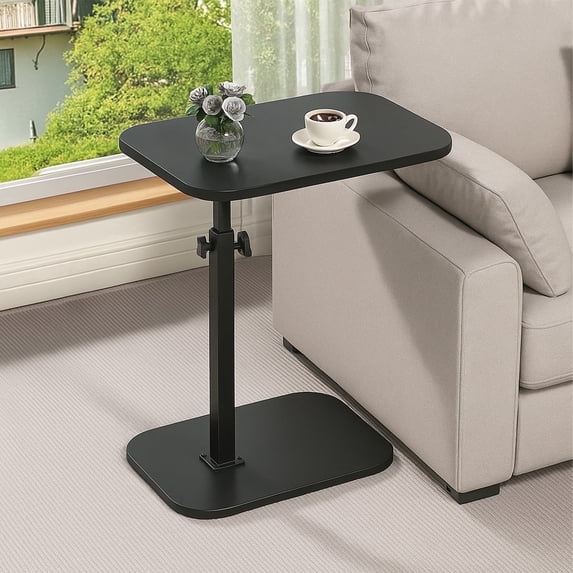 PinkSheep Small Side Table Couch End Table Accent Table Tray Table Little Table for Living Room Small Spaces, Black, Height Adjustable