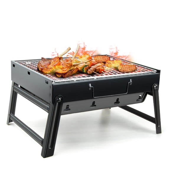 PinkSheep BBQ Barbecue Grill, Portable Folding Charcoal Barbecue Desk Tabletop Outdoor Stainless Steel BBQ for Picnic Garden Terrace Camping