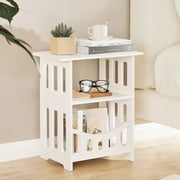 PinkSheep Bedside Table Small Nightstand End Table Accent Table Organizer with Storage for Bedroom Living Room White