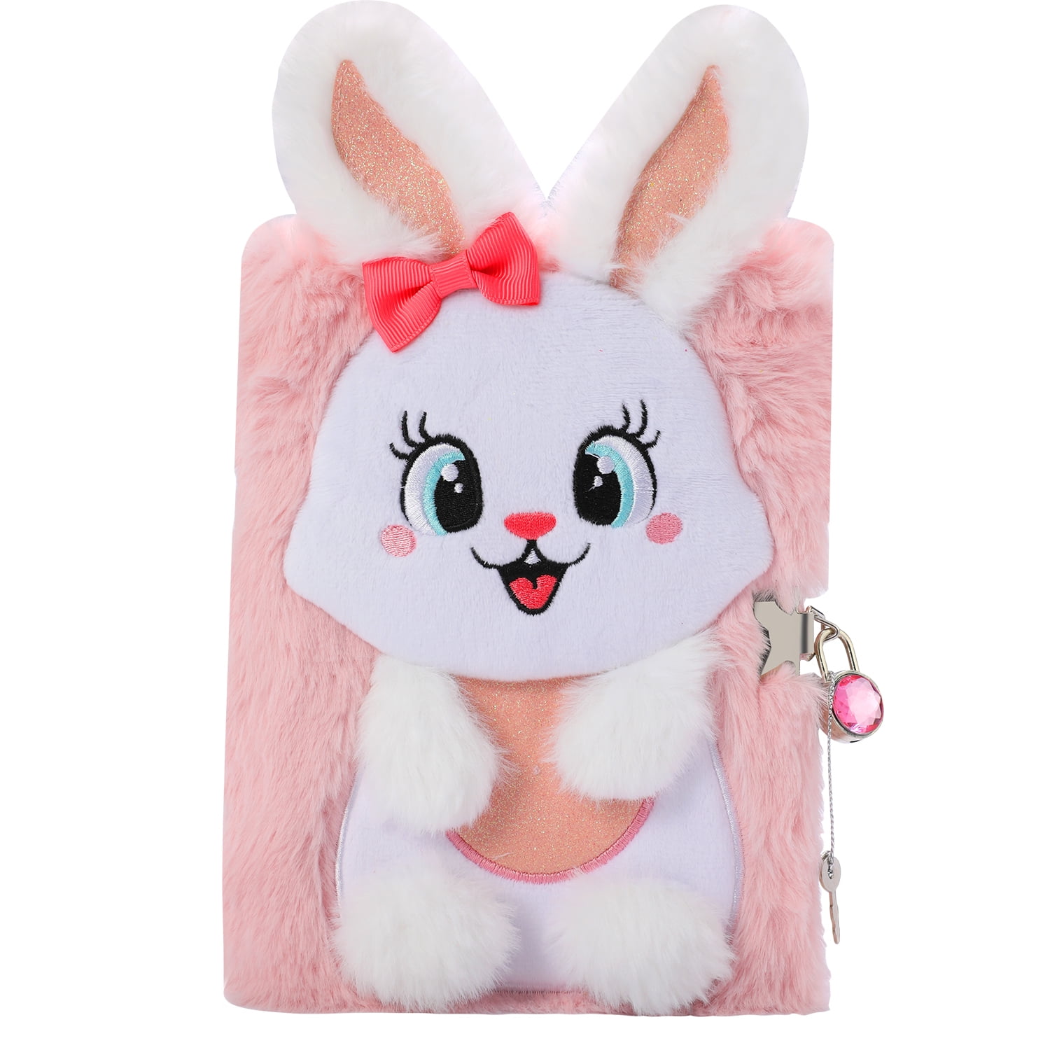 PinkSheep Bunny Furry Diary with Lock and Key for Boys Girls, Private ...