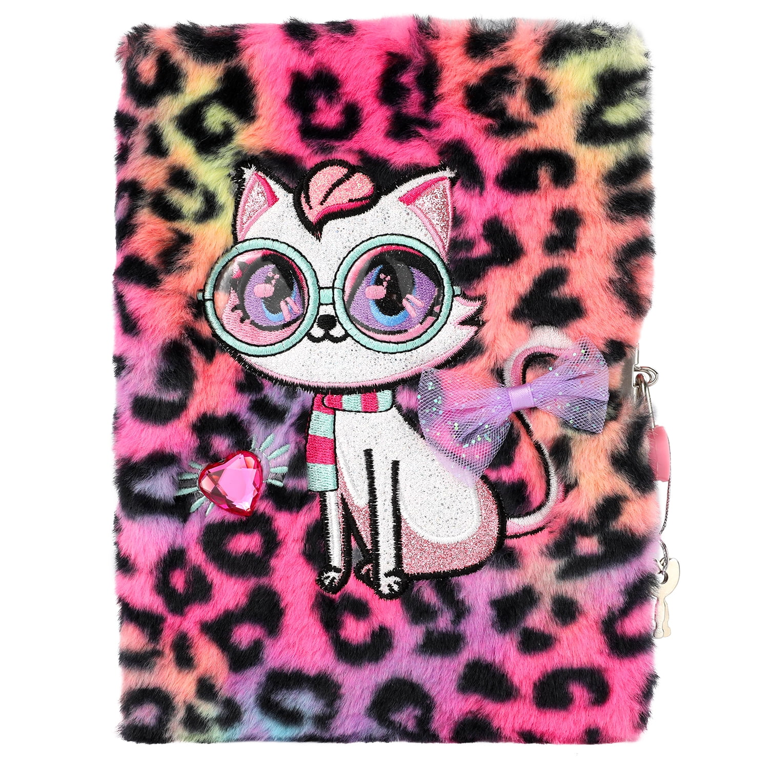 PinkSheep Cat Furry Diary with Lock and Keys, Secret Fuzzy Kitten Journal Notebook Diaries for Adult