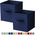 thumbnail image 1 of PinkSheep Collapsible Fabric Cube Storage Bins, 11" Cube Organizer Basket Bin, 2 Pack, Navy Blue, 1 of 7