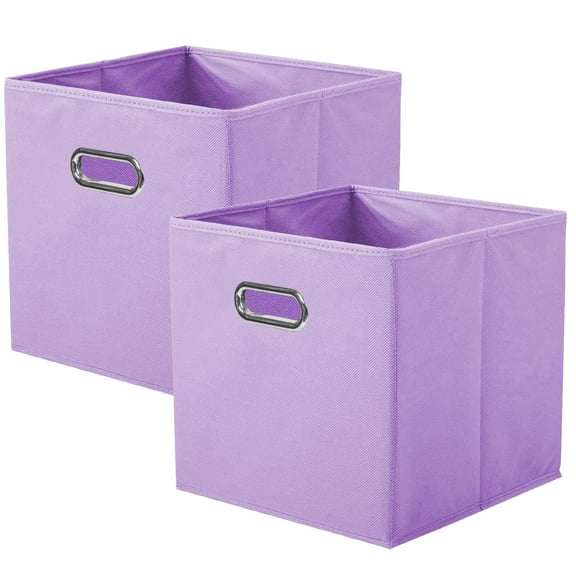 PinkSheep Collapsible Fabric Cube Storage Bins, 11" Storage Cubes Basket Organizer Bins for Closet, Lightpurple, 2 Pack