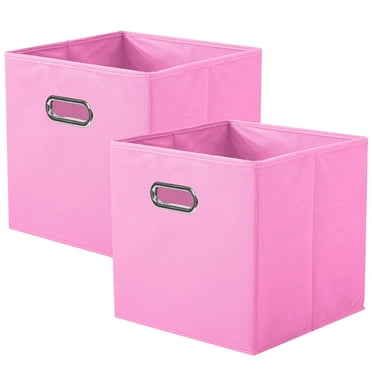 PinkSheep Collapsible Fabric Cube Storage Bins, 11" Storage Cubes Basket Organizer Bins for Closet, Pink, 2 Pack