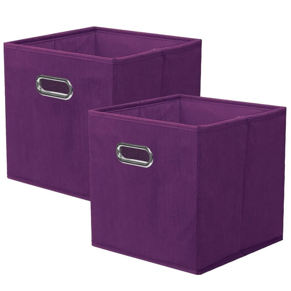 PinkSheep Collapsible Fabric Cube Storage Bins, 11" Storage Cubes Basket Organizer Bins for Closet, Purple, 2 Pack