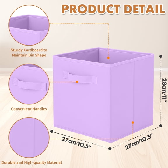 PinkSheep Collapsible Fabric Cube Storage Bins, 13" Cube Organizer Basket Bin, Beige, 2 Pack