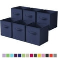 thumbnail image 1 of PinkSheep Collapsible Fabric Cube Storage Bins, Foldable Storage Cubes Organizer Bins Basket (10.5" x 10.5"), Navy Blue, 6 Pack, 1 of 12