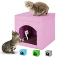 PinkSheep Foldable Cube Cat Bed Cave, Pet Dog Cat Tent Bed House for Small Medium Dogs Cats Pink