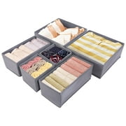 PinkSheep Foldable Dresser Drawer Organizer, Fabric Closet Storage Bins for Clothes Underwear Bra Socks, 6 Pack, Gray