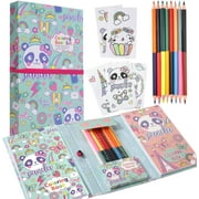 PinkSheep Panda Coloring Books Set for Kids, 60 Pages Color Wonder Mess Free with Colored Pencils for Girls Toddlers