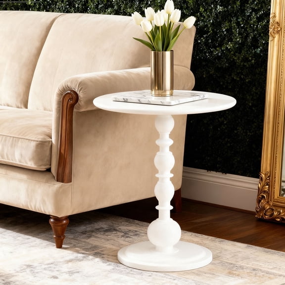 PinkSheep Round End Table Small Side Table Coffee Table Drink Table for Living Room Bedroom, White