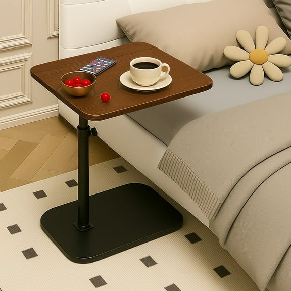 PinkSheep Adjustable Small Side Table End Table Accent Table Tray Table for Living Room Small Spaces, Walnut