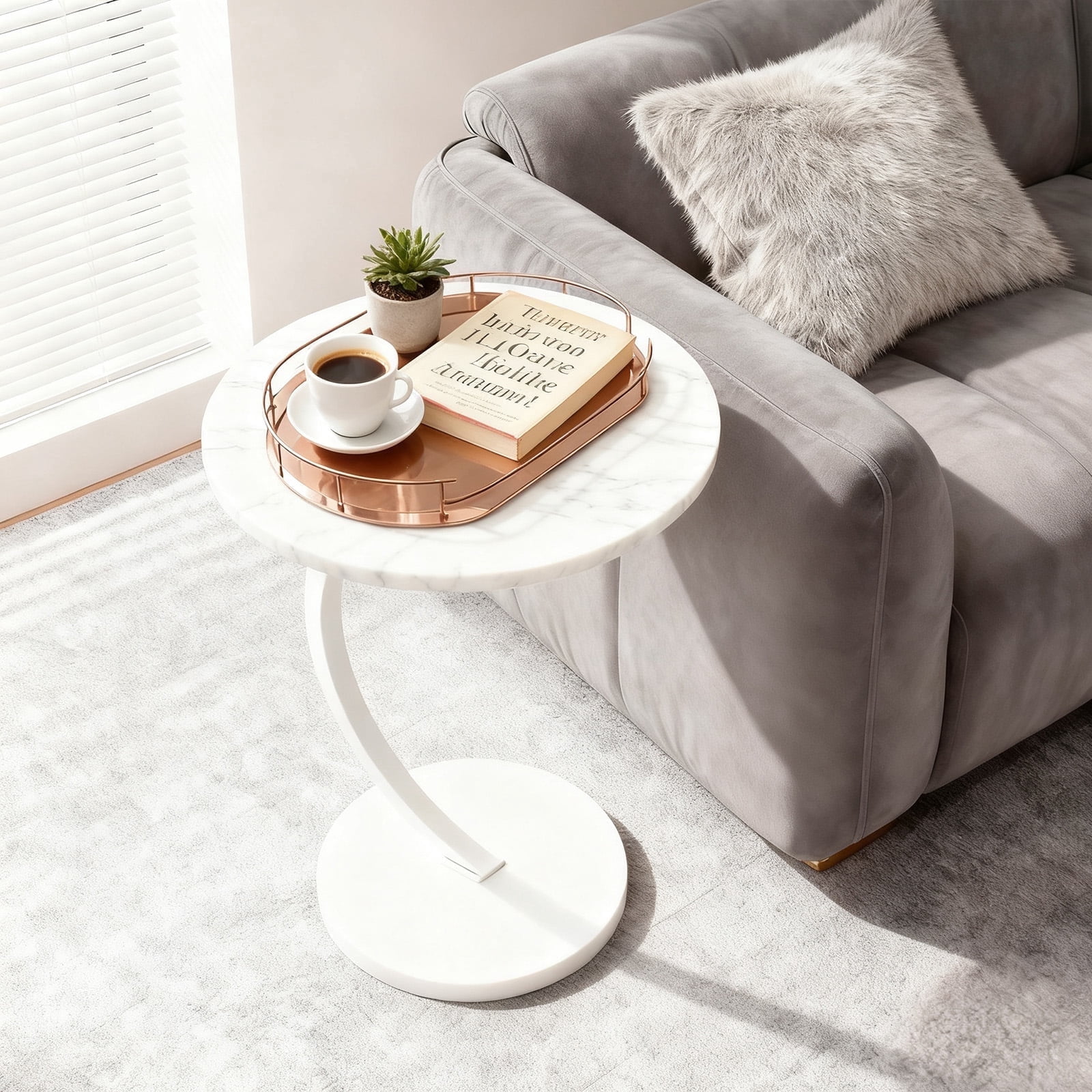 PinkSheep Adjustable Small Side Table End Table Accent Table Tray Table for Living Room Small Spaces