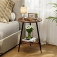 thumbnail image 1 of PinkSheep Round Side Table, 2 Tier Small End Table Beside Table Accent Table Tray Table with Storage for Living Room Bedroom, Walnut, 1 of 6