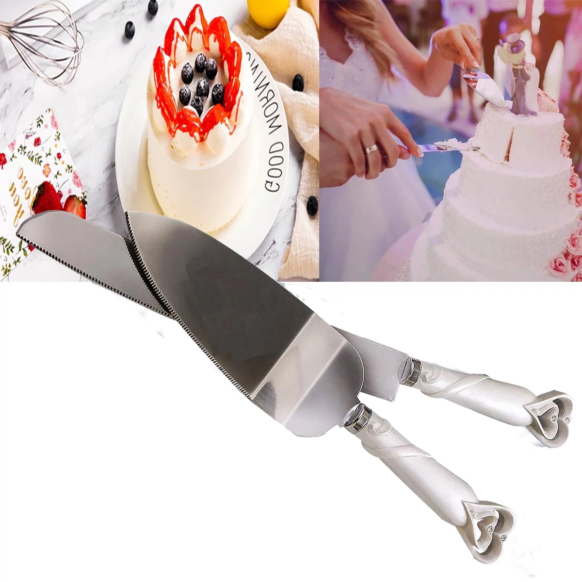 PinkSheep Stainless Steel Wedding Cake Cutting Knife Serving Set Cake