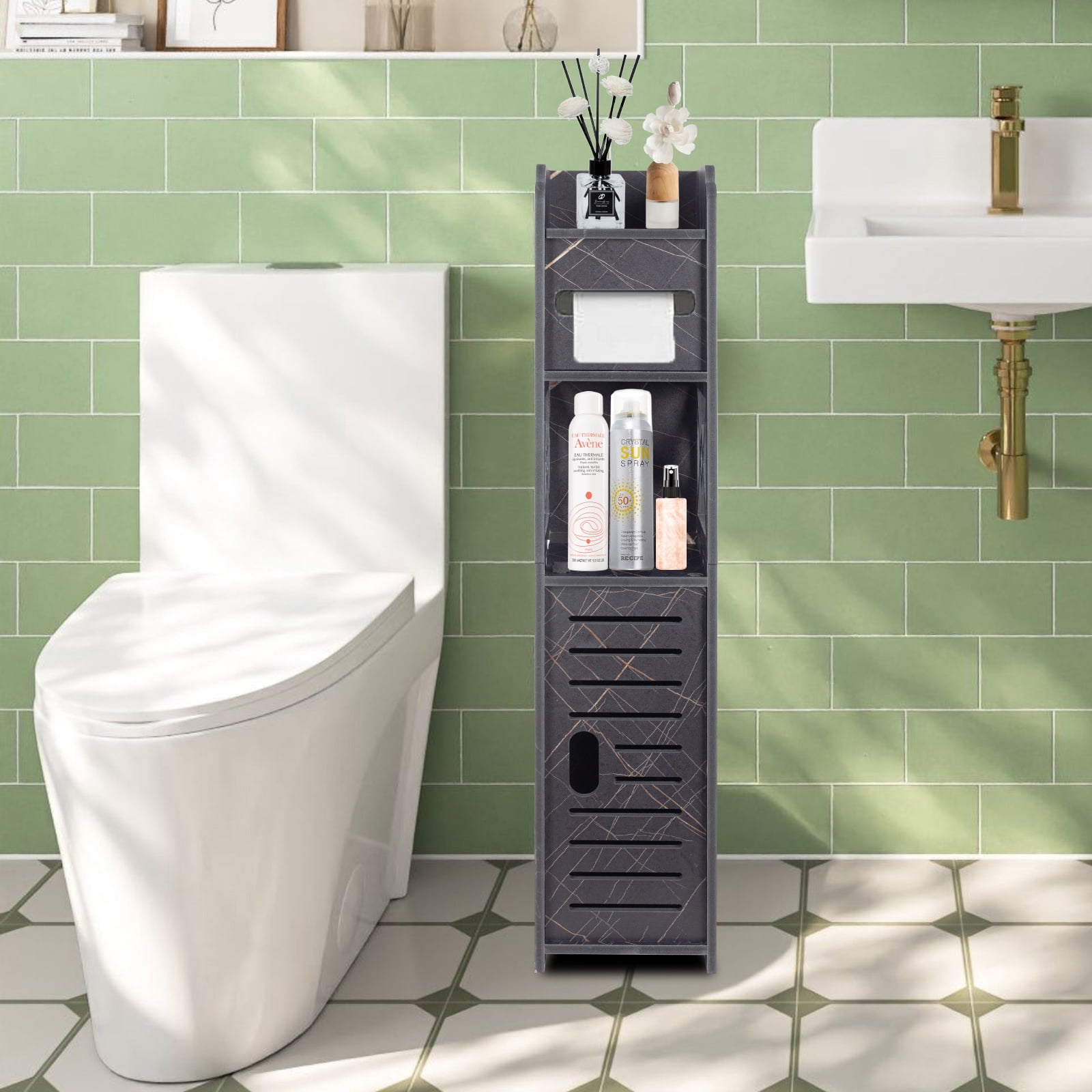 PinkSheep Toilet Paper Holder Stand, Slim Bathroom Storage Cabinet ...