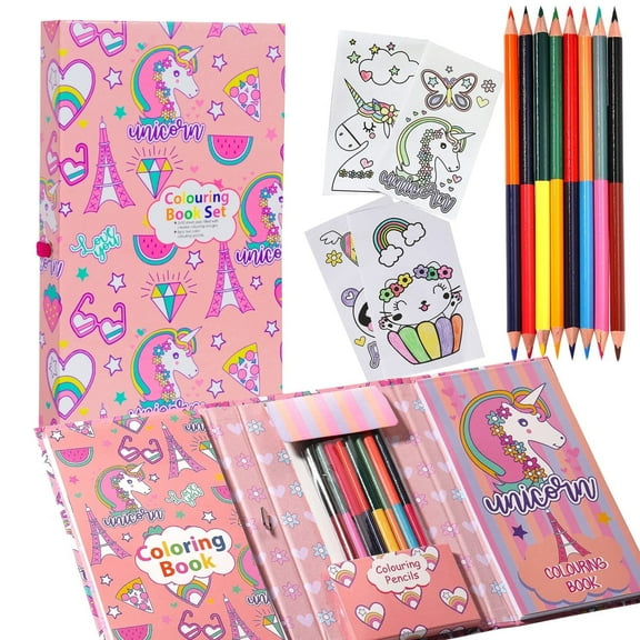 PinkSheep Unicorn Coloring Books Set, 60 Pages Color Wonder Mess Free with Colored Pencils