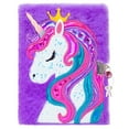 thumbnail image 1 of PinkSheep Unicorn Furry Diary with Lock and Key, Secret Fuzzy Journal Notebook Diaries, 1 of 8