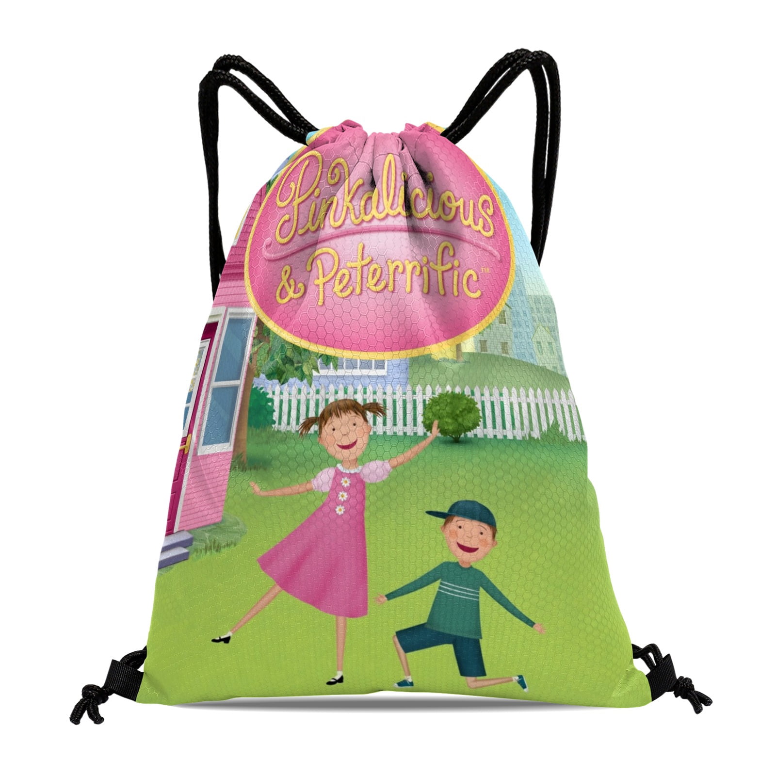 Pinkalicious and Peterrific-theme Drawstring Backpack Sports Gym Bag Water Resistant String Bag Cinch Bag，12"X16"（30X40cm）