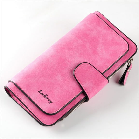 Pinkdeer Trifold Buckle Female Casual Long Clutch Wallet, Solid Red