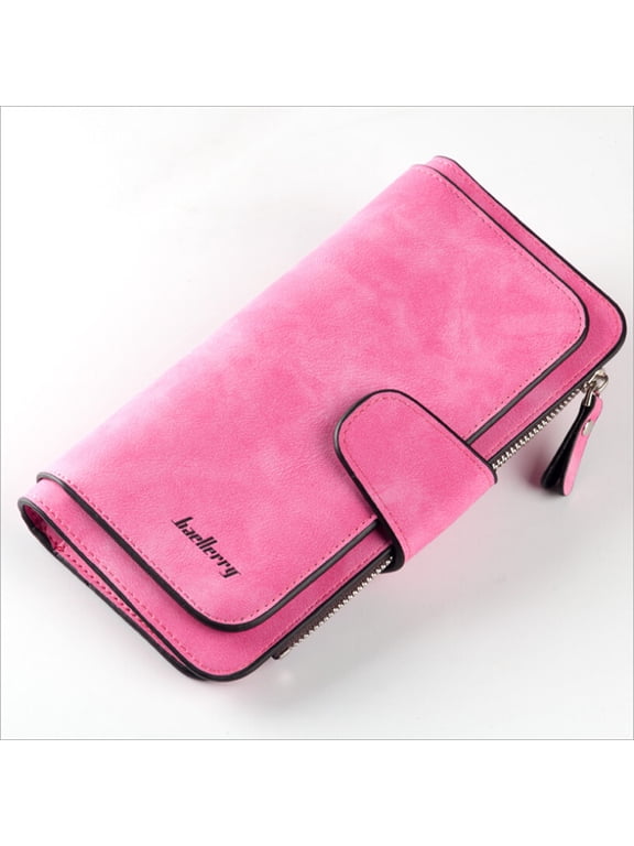 Pinkdeer Trifold Buckle Female Casual Long Clutch Wallet, Solid Red