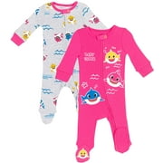 Pinkfong Baby Shark 2 Pack Zip Up Sleep N' Play Coveralls Newborn to Infant