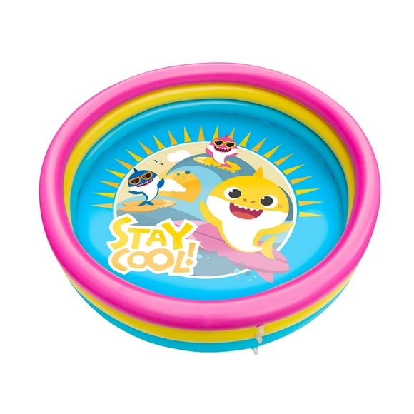 Pinkfong Baby Shark 3-Ring Inflatable Swimming Pool, Portable Pool for Summer Play (Ages 2+)