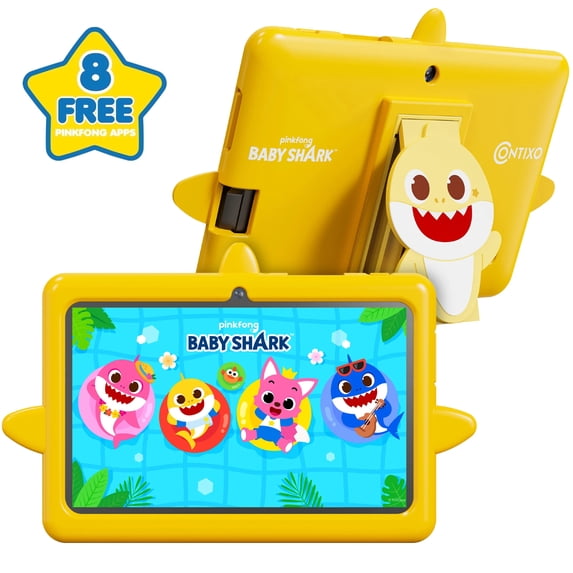 Contixo Baby Shark Kids Tablet, 7 inch 32GB, Parental Controls, Ages 3-12,Yellow