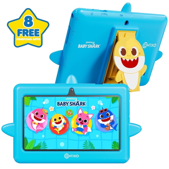 Baby Shark Kids Tablet by Contixo, 7 inch, 32GB, Pinkfong Learning Apps, Parental Controls, Ages 3-12, Blue