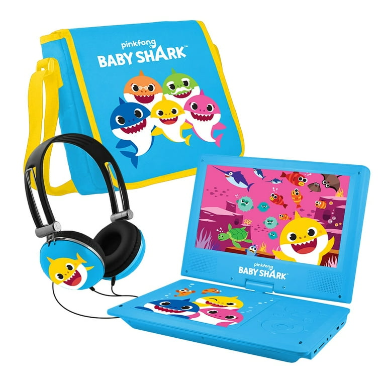 Pinkfong Baby Shark BSDVD902 9 Inch Portable DVD Player with Matching Headphones Multicolor