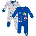 thumbnail image 1 of Pinkfong Baby Shark Infant Baby Boys 2 Pack Zip Up Sleep N' Plays Newborn to Infant, 1 of 5